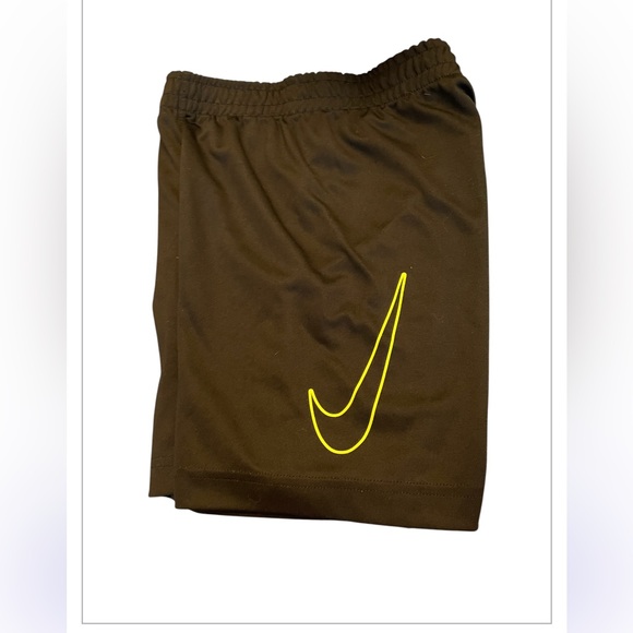 Kids Black Nike  Shorts with Neon Green Detail - Picture 2 of 2